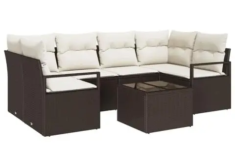Set canapele grădină cu perne maro poliratan - 2/5