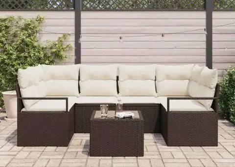 Set canapele grădină cu perne maro poliratan - 3/5