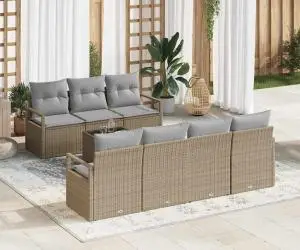 vidaXL Set canapea grădină 8 piese cu perne bej ratan poli