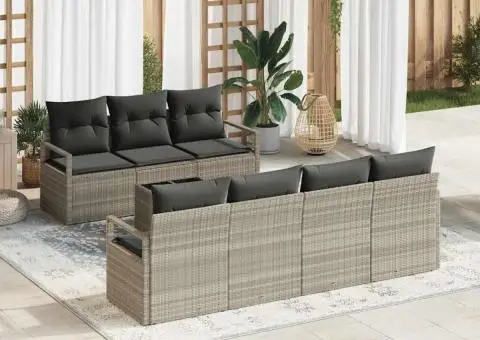 Set canapea grădină cu perne Gri deschis Poliratan - 1/5