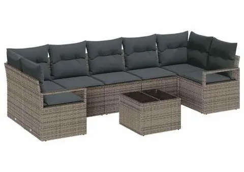 Set canapea grădină cu 8 piese gri din poli ratan - 2/5