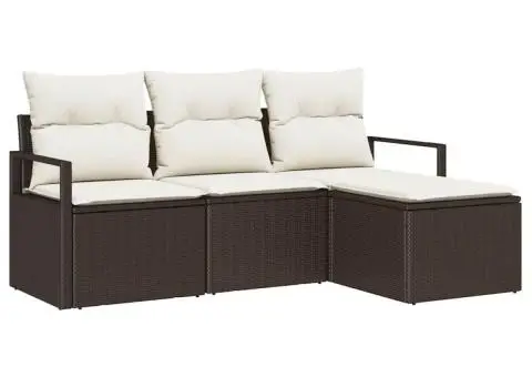 Set canapea 4 piese cu perne Maro Ratan Polimeric - 2/5