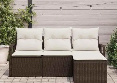 Set canapea 4 piese cu perne Maro Ratan Polimeric - 3/5