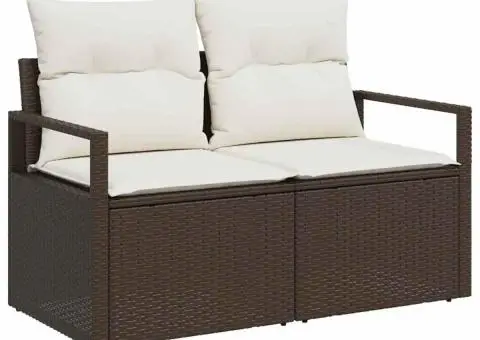 Set canapea 4 piese cu perne Maro Ratan Polimeric - 4/5