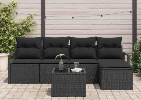 Set de canapea de grădină cu perne bej din poliratan - 3/5