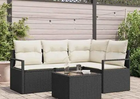 Set de canapea de grădină cu 4 piese cu perne Ratan polimer culoare Marron - 1/5