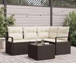 Set de canapea grădină vidaXL 4 piese cu perne gri din ratan