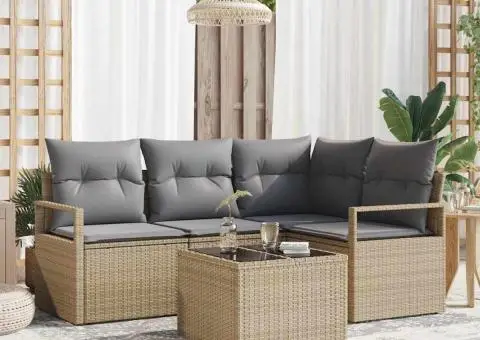 Set de 5 piese de canapea de grădină cu perne Ratan Poli Black - 1/5