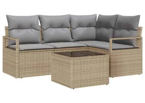 Set de 5 piese de canapea de grădină cu perne Ratan Poli Black - 2/5