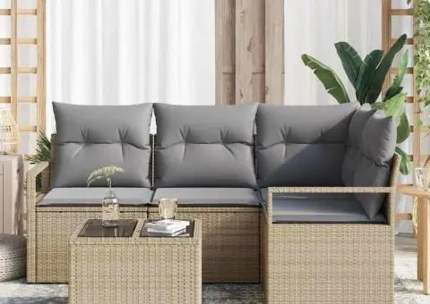 Set de 5 piese de canapea de grădină cu perne Ratan Poli Black - 3/5