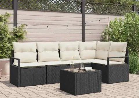 Set de Canapele Grădină cu Pernițe Ratan PE Maro - 1/5