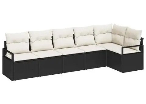 Set de canapea de grădină 6 piese cu perne Negru Ratan - 2/5