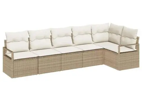 Set de canapele din grădină cu perne Bej Poli Ratan - 2/5