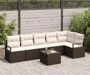 Set de canapea de grădină vidaXL 6 piese cu perne gri din ratan polimeric