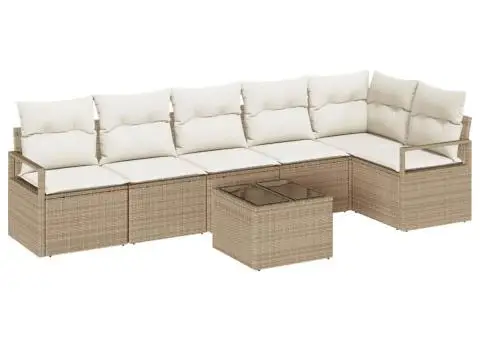 Set canapea grădină 7 piese cu perne din ratan PE maro - 2/5