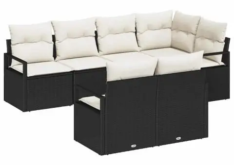 Set canapea grădină cu perne negre din ratan sintetic - 2/5