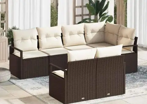 Set de canapea de grădină cu 7 piese și perne Maro Ratan Poli - 1/5