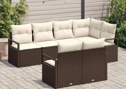 Set de canapea de grădină cu 7 piese și perne Maro Ratan Poli - 3/5