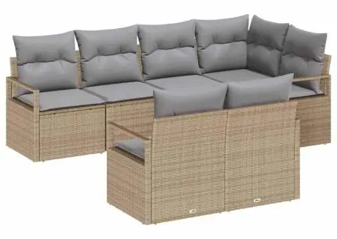 Set Canapele Grădină Perne Bej Ratan Polimeric - 2/5