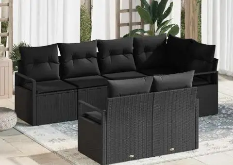 Set Canapea Grădină cu Perne Negru Ratan Polimer - 1/5