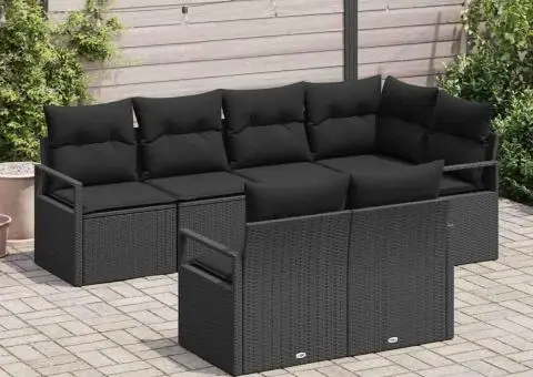 Set Canapea Grădină cu Perne Negru Ratan Polimer - 3/5