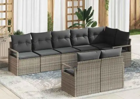 Set de Canapea Grădină cu Perne Gri din Ratan Polimer - 1/5