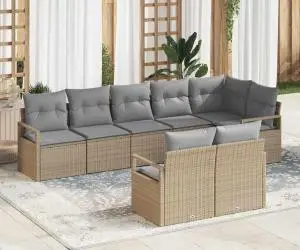 Set canapea vidaXL 8 piese cu perne gri din poliratan
