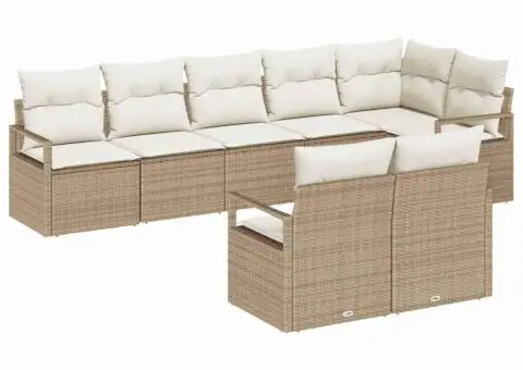 Set canapea grădină 8 piese cu perne bej din ratan poli - 2/5