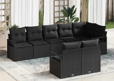Set de canapele de grădină 8 piese cu perne Ratan negru - 1/5