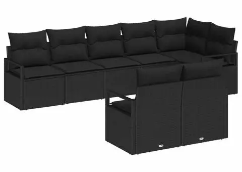 Set de canapele de grădină 8 piese cu perne Ratan negru - 2/5