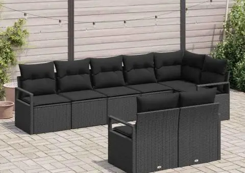 Set de canapele de grădină 8 piese cu perne Ratan negru - 3/5