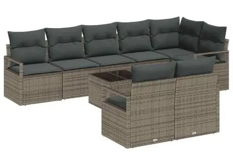 Set de canapea de grădină 8 piese cu perne Ratan polișat negru - 2/5