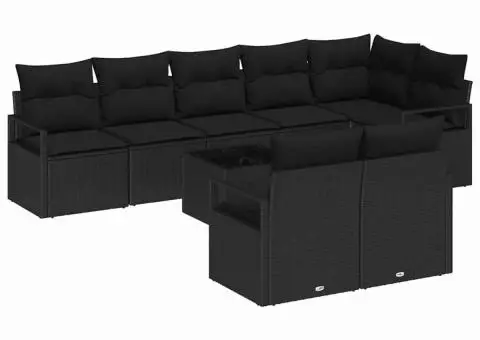 Set canapea modulară cu 9 piese și perne Bej Poliratan - 2/5