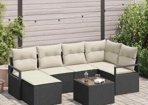 Set de canapea de grădină în 6 piese cu perne Ratan polimeric maro - 1/5