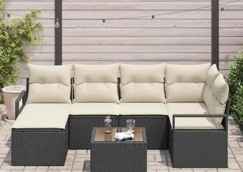 Set de canapea de grădină în 6 piese cu perne Ratan polimeric maro - 3/5