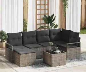 Set Canapea Grădină 6 Piese cu Perne Ratan Poli Negru