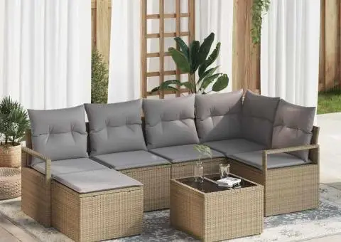 Canapea modulară grădină cu perne Ratan poli negru - 1/5