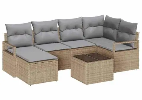 Canapea modulară grădină cu perne Ratan poli negru - 2/5