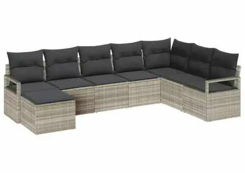 Set canapea grădină cu perne gri deschis din poliratan - 2/5