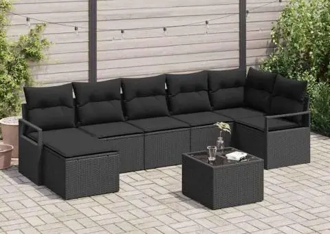 Set de canapea de grădină cu perne Bej Poliratan - 1/5