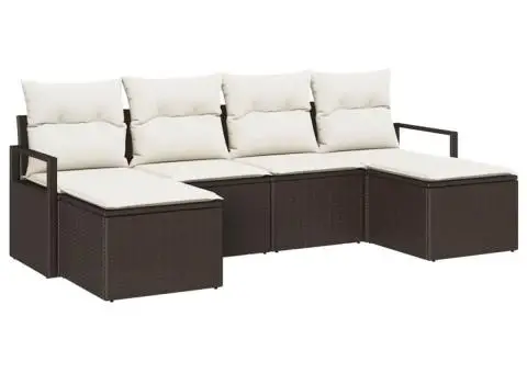 Set Canapea Grădină cu Perne Maro Poli Ratan - 2/5