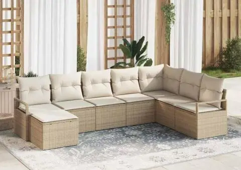 Set de Canapele pentru Grădină cu Perne Bej din Ratan Polimer - 1/5