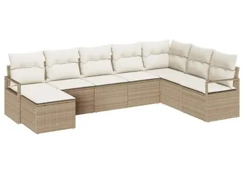 Set de Canapele pentru Grădină cu Perne Bej din Ratan Polimer - 2/5