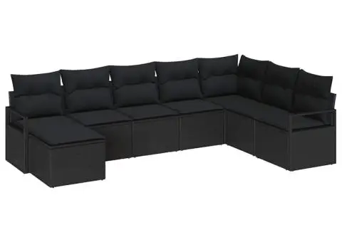 Set de canapea de grădină 8 piese Negru Ratan Poly - 2/5