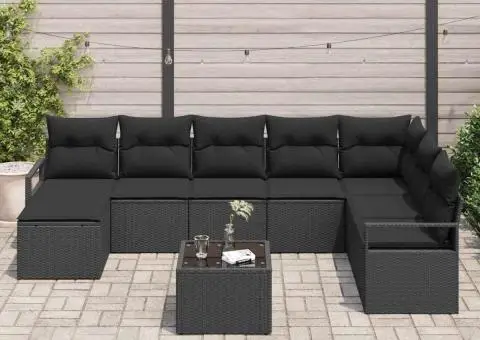 Set canapea de grădină cu perne bej din ratan poli - 3/5