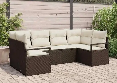 Set de canapea grădină cu perne, maro, din ratan poli - 1/5