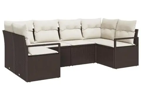 Set de canapea grădină cu perne, maro, din ratan poli - 2/5