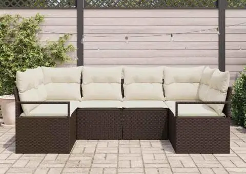 Set de canapea grădină cu perne, maro, din ratan poli - 3/5