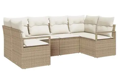 Set de Canapea de Grădină cu Perne Bej Ratan Poliat - 2/5