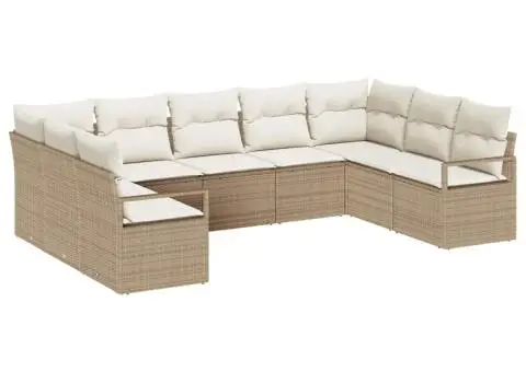 Set canape de grădină cu perne Bej din ratan poli - 2/5